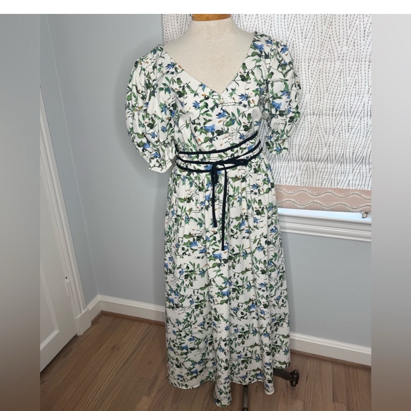 Antonio Melani X Jennifer Sumko Dress Floral Puffed Sleeve Maxi Dress Size 16